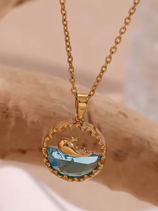 Anthropologie Jewelry - Fish Dolphin Necklace 18K Gold Plated Stainless Steel